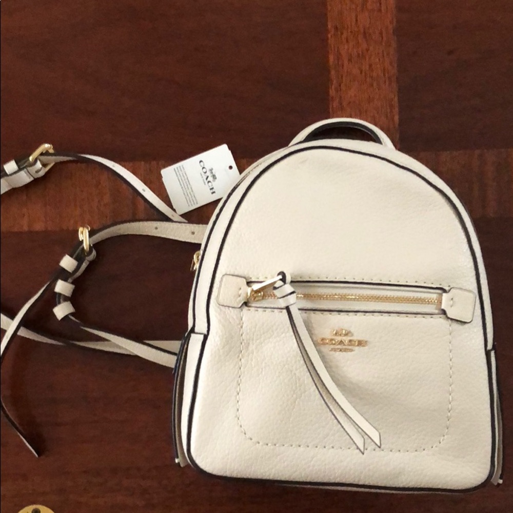 Coach Andi Pebble Leather Backpack; Chalk NWT
